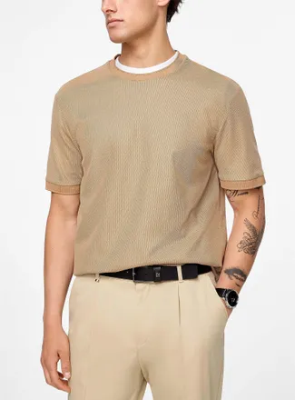 BOSS Mens Mercerized cotton t-shirt with contrast edges