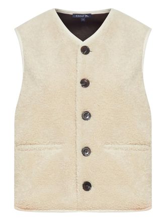 SOEUR Fusil buttoned fleece waistcoat - women - Polyester/Cotton - 3 - Neutrals