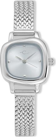Ettika Wavy Case Mesh Strap Watch in Silver at Nordstrom Rack