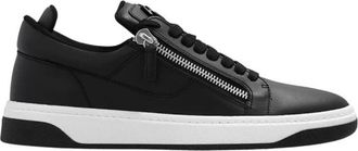 Giuseppe Zanotti Sneakers met logo - Heren - Sneakers - Zwart - 44 EU - Leer - Schoenen