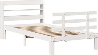 vidaXL Bed Frame with Headboard without Mattress White 100x200 cm Vidaxl