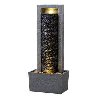 Teamson Home Teamson Home Fuente Jard&iacute;n Moderna Con Led C&aacute;lido Y Dise&ntilde;o De Rocas Gris Oscuro Resistente Para Terrazas O Entradas