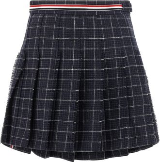 Thom Browne Blue Wool Long Womens Skirt