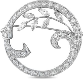 Luxury Bazaar 18K White Gold 2.0ct Diamond Brooch MF20-070126