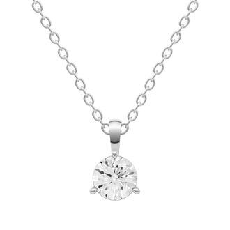 Diamond2Deal 14K White Gold 0.33 Ct Lab Grown Diamond Solitaire Pendant Necklace