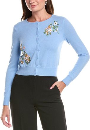 Teri Jon by Rickie Freeman Teri Jon By Rickie Freeman Flower Embroidered Wool & Cashmere-Blend Cardigan