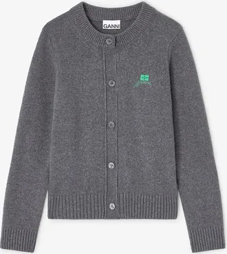 Ganni Grey Wool Mix Cardigan - Size XXS