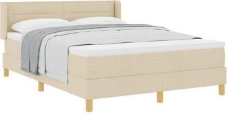 vidaXL Box Spring Bed with Mattress Cream 200 x 160 cm Polyester vidaXL