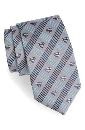 Cufflinks Inc. Superman Plaid Silk Tie in Grey at Nordstrom, Size Regular