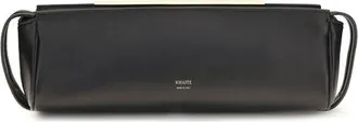 Khaite Black Calf Leather Bos Taurus Clutch Womens Bag