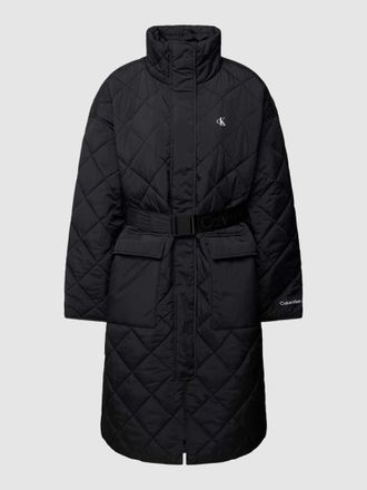 Calvin Klein Jeans Steppmantel mit Tailleng&uuml;rtel in Black, Gr&ouml;&szlig;e L