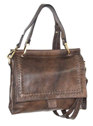 Nino Bossi Aviator Leather Satchel w/ Strap in Brown