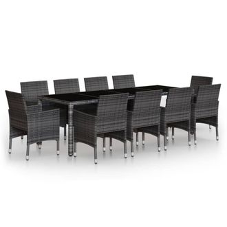 vidaXL Set De Comedor De Jard&iacute;n 11 Pzas Rat&aacute;n Sint&eacute;tico Gris Vidaxl