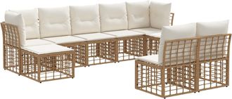 vidaXL Conjunto De Sof&aacute;s De Exterior 9 Plaza Natural Y Crema Vidaxl