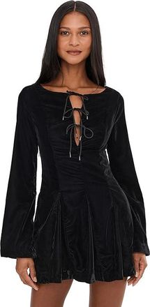 Free People Linney Velvet Mini Womens Dress Black : 12, Polyester/Velvet