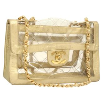 Chanel Classic Single Flap Quilted Applique Vinyl Clear Vinyl Bag (Pre-Owned)
