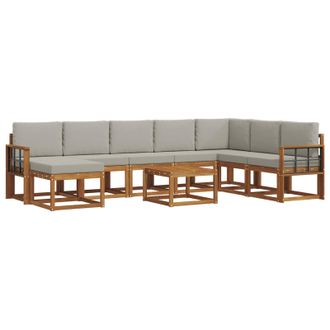 vidaXL Conjunto De Sof&aacute;s De Exterior 9 Pcs Gris Natural Y Claro Vidaxl