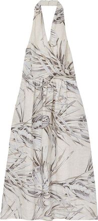 Reiss Carla Palm Printed Linen Dress