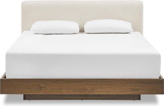Castlery Boucle Queen Size Bed by Castlery, Modern Walnut Tone, Brown Finish