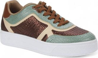 Love Rio Womens Dallas Sequins Sneakers In Green/coffee/cream