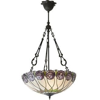 Loops Tiffany Glass Hanging Ceiling Pendant Light Bronze Round Rose Lamp Shade i00123