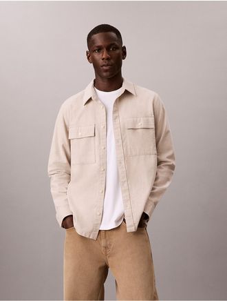 Calvin Klein Mens Melange Flannel Classic Button-Down Shirt - Neutral - 2XL