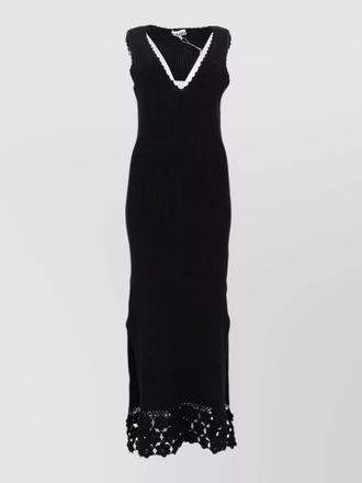 Ganni long crochet hem slim dress