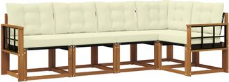 vidaXL Conjunto De Sof&aacute;s De Exterior 5 Uds. Natural Y Crema Vidaxl