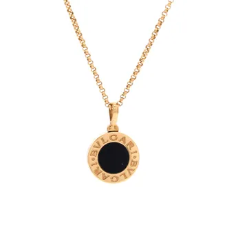 Bulgari Bvlgari Pendant Necklace 18K Yellow Gold with Onyx