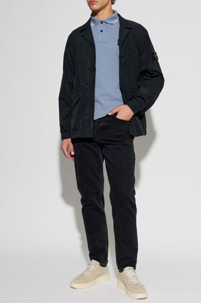 Stone Island Polo With Logo Patch, Mens, Blue