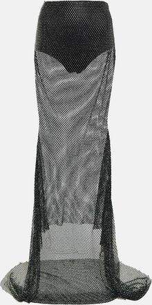 Giuseppe Di Morabito Crystal-embellished mesh maxi skirt