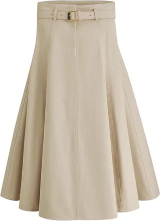 Dior Middellange Rok met Riem - Dames - Midirokken - Beige - XS - Katoen - Rokken