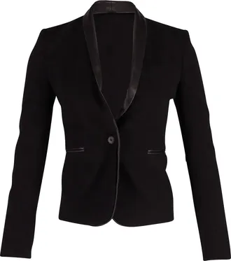 Maje Blazer met contrasterende bies in zwarte wol