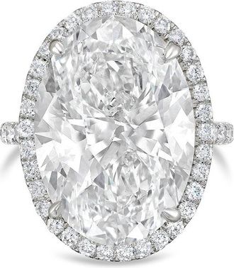 Diana M. Jewels Platinum 6ct lab grown Oval Diamond Halo Pav&eacute; Ring