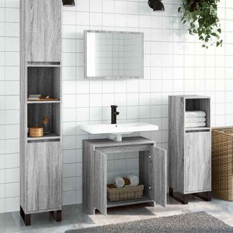 vidaXL Set Mobili da Bagno 2 pz Grigio Sonoma in Legno Multistrato - Vidaxl