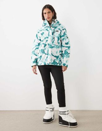 Dare 2B giacca impermeabile imbottita Snow line con stampa marmorizzata verde acqua-Blu