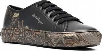 Ferragamo Womens Borg Cubic Lace-Up Sneakers In Black