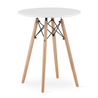 OEM Just Home Mesa Redonda Escandinava, 60 Cm, Blanco