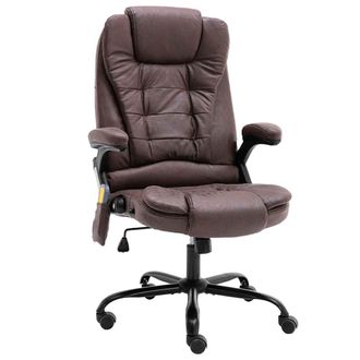 vidaXL Vidaxl - Silla De Oficina De Masaje Piel De Ante Sint&eacute;tica Marr&oacute;n Oscuro