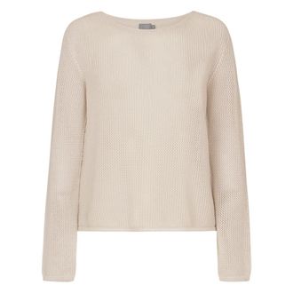 No Man's Land Round-neck Knitwear, female, Beige, Size: L Beige Sweaters for Women
