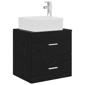 vidaXL Vanidad Con Lavabo De Pared Roble Negro 49,5 X 41 X 63 Cm Vidaxl