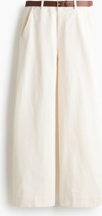 H&M Weite Twillhose mit G&uuml;rtel - White