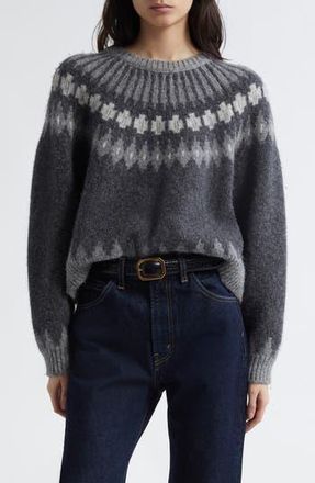Nili Lotan Alena Sweater in Dark Grey Melange Fair Isle at Nordstrom Rack, Size Large
