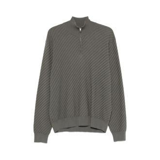 Brioni Turtlenecks, male, Gray, Size: 3XL Half-zip Sweater