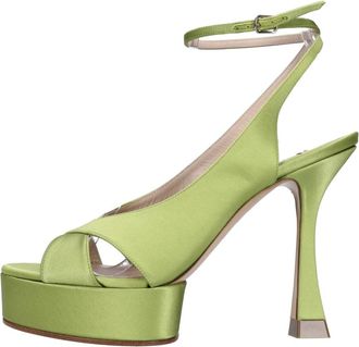 Casadei Satijnen Sandalen - Dames - Sandalen met hakken - Groen - 37 EU - Satijn - Schoenen