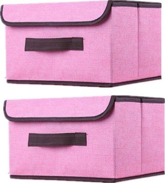 OEM Caja De Almacenamiento Con Tapa, Caja Para Guardar Ropa, Caja De Almacenamiento Plegable (26&times;19&times;16cm/2 Piezas, Rosa)