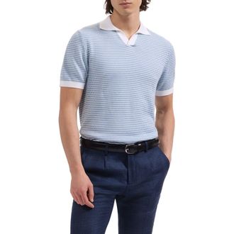 Bugatchi Johnny Collar Stripe Sweater in Peacock at Nordstrom, Size Xxx-Large