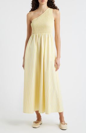 FRNCH Selkie One-Shoulder Organic Cotton Fit & Flare Dress in Beurre at Nordstrom, Size X-Large