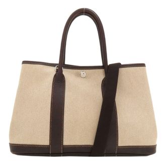 Herm&egrave;s Marron Toile H Tote Bag (Pre-Owned)