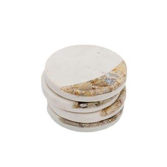 Foreside Home And Garden Set of 4 Brown Agate and Marble Coasters in Beige at Nordstrom
